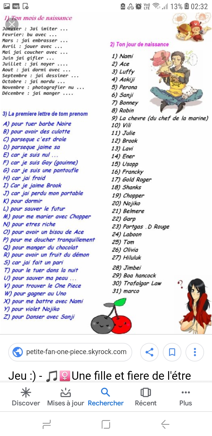 One Piece Date De Naissance