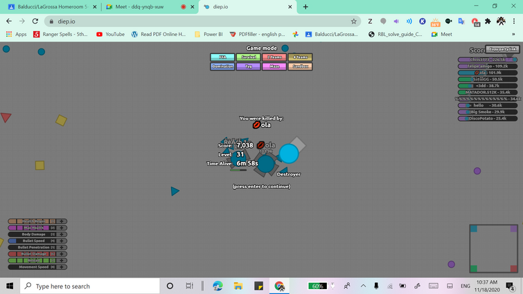 my best game of my life in diep.io