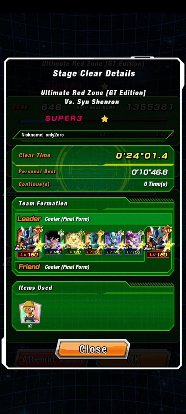 Red Zone Broly 8 turn and Omega 7 turn mission completed