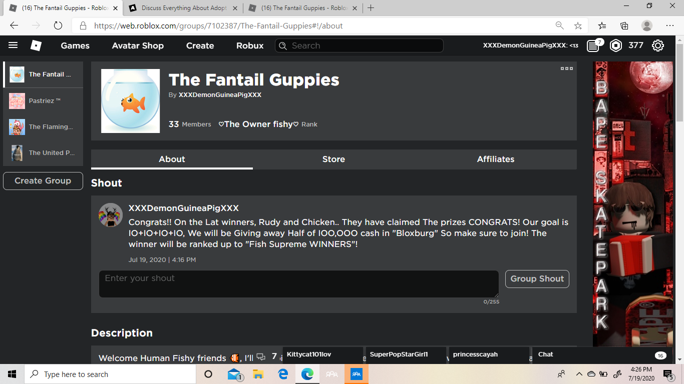 Join My Group Its Called The Fantail Guppies Fandom - robux giveaway group 2020