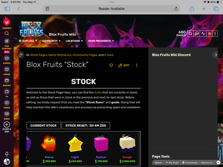 bloc fruits stock