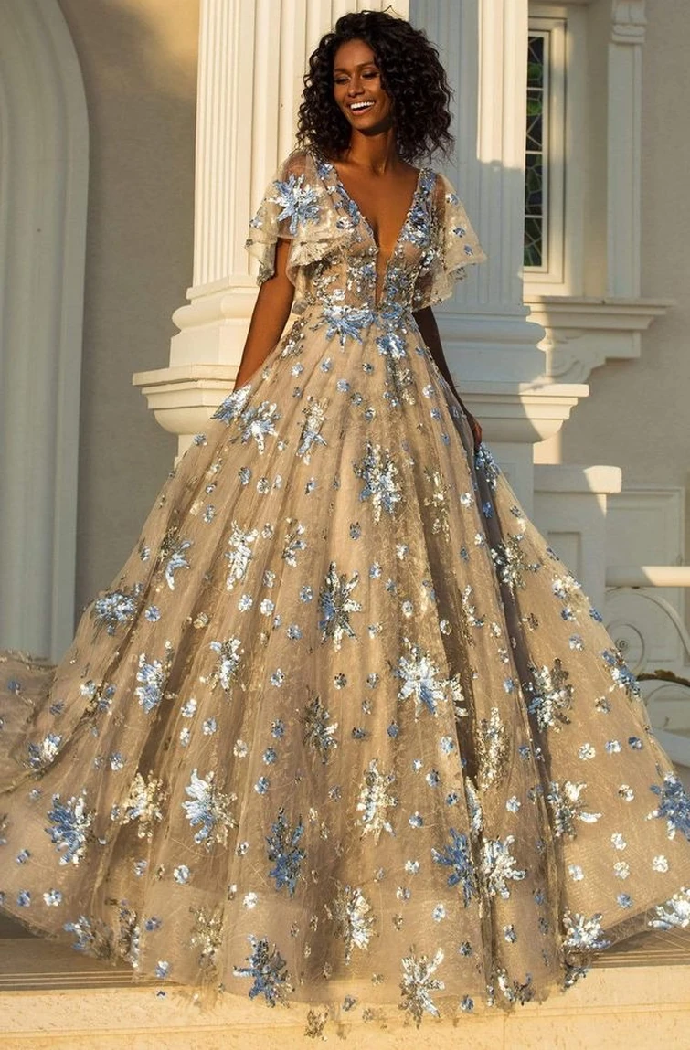 gold sparkly prom dress Jovani 42779 - Long Sheath Dress