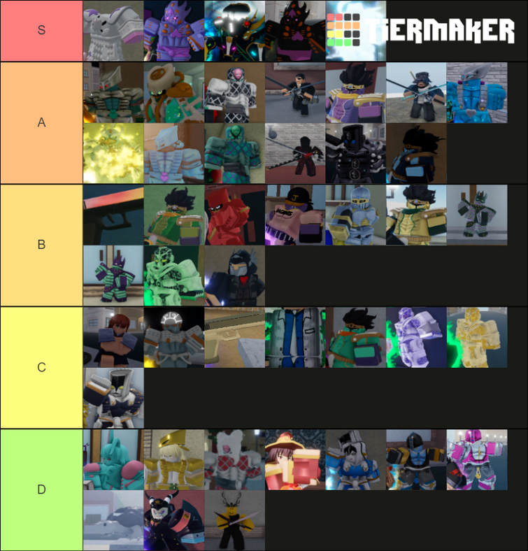 My shiny tier list. Don't hate me for this, it's just my opinion. :  r/YourBizarreAdventure