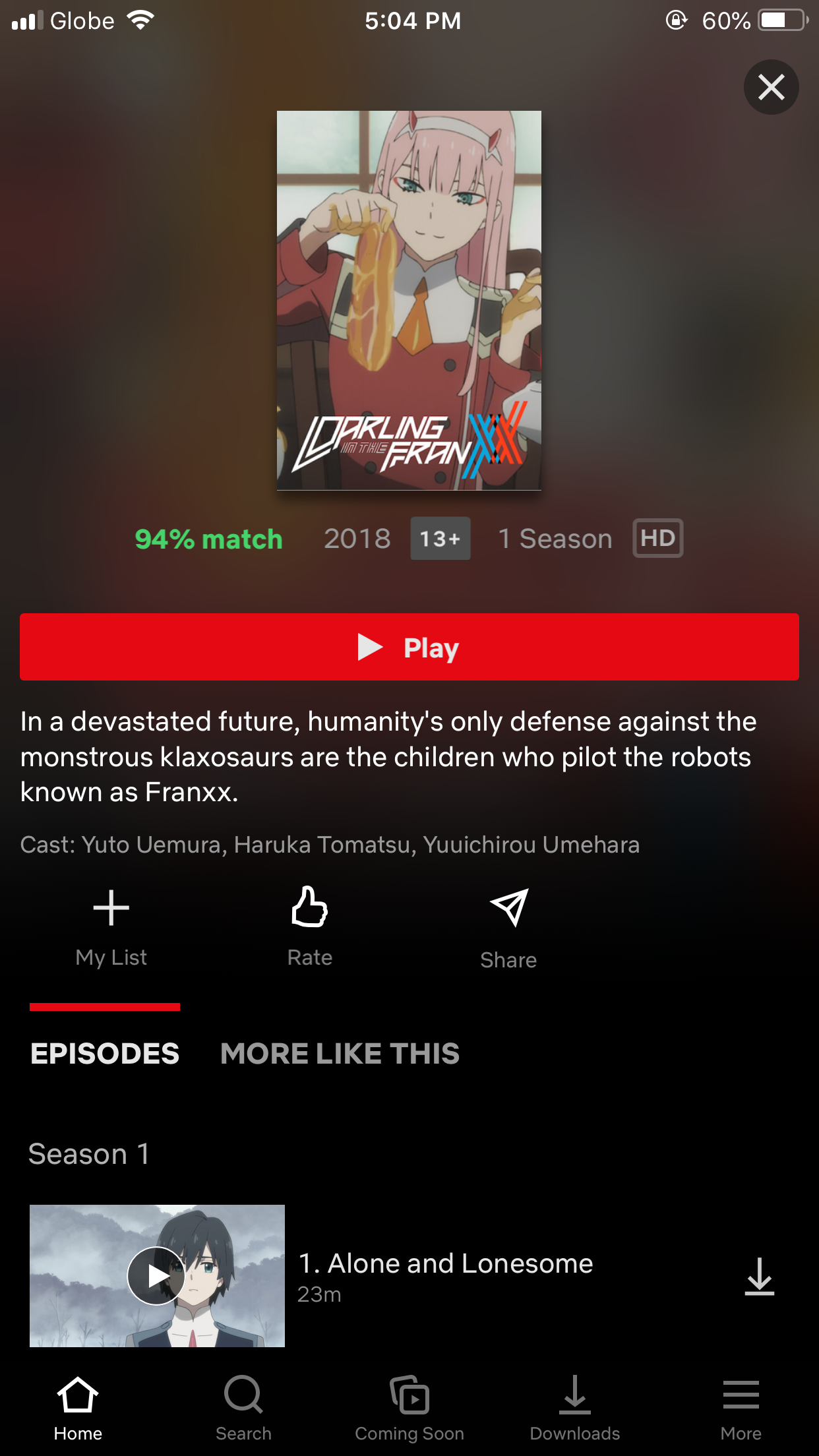 DARLING in the FRANXX na Netflix