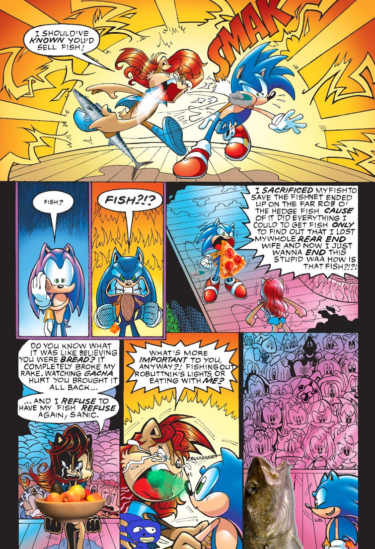 Sonic and Sally argue about fish or