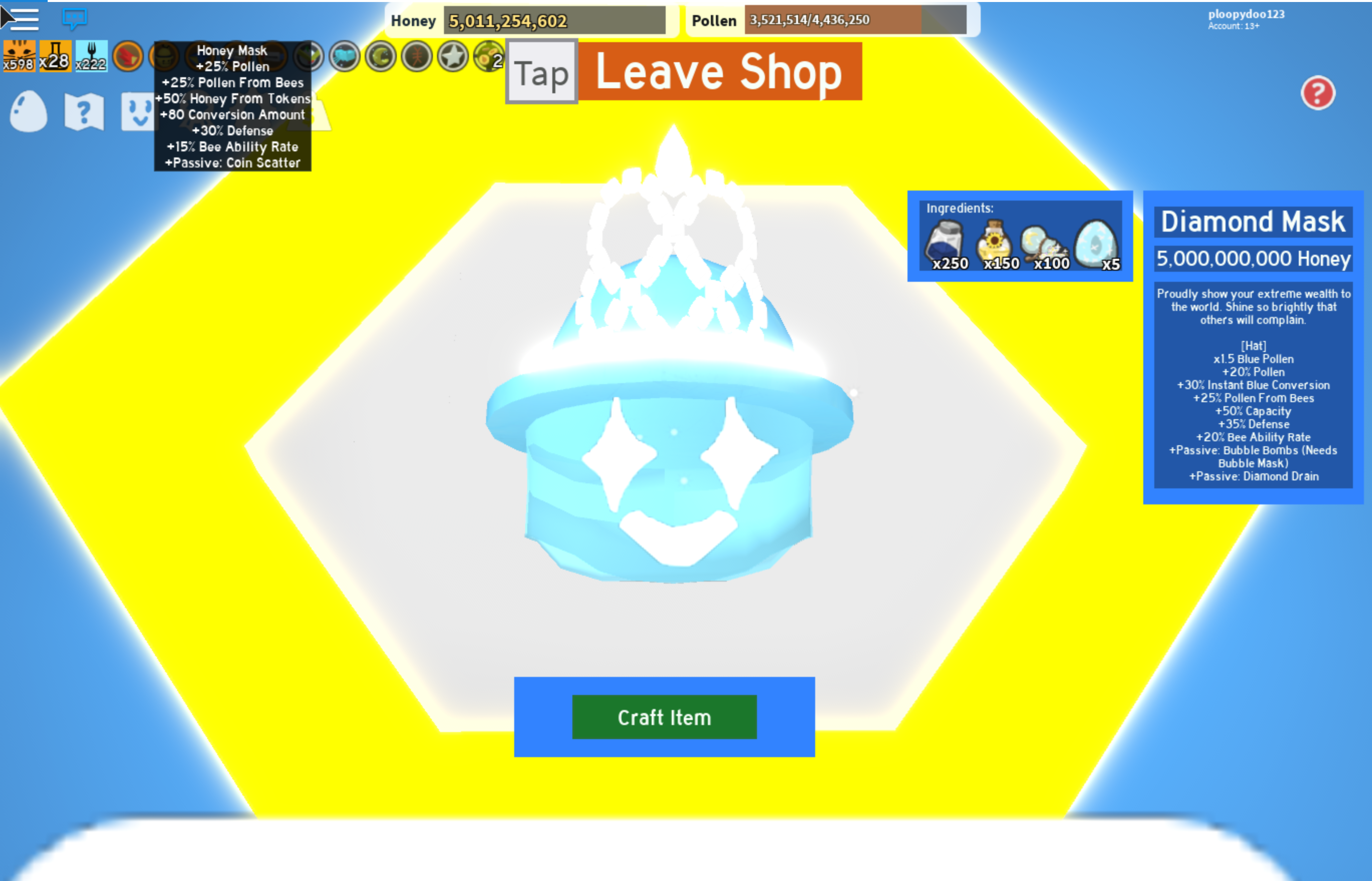 Roblox Bee Swarm Simulator Diamond Bee