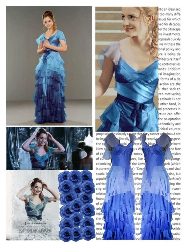 hermione blue yule ball dress Straps Blue Corset Pleated Tiered Maxi Dress – FancyVestido main image 0