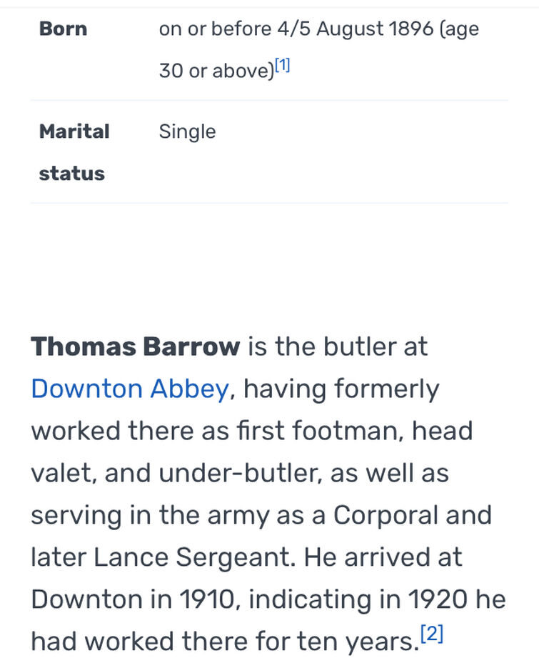 Working Age? How old is Thomas Barrow?