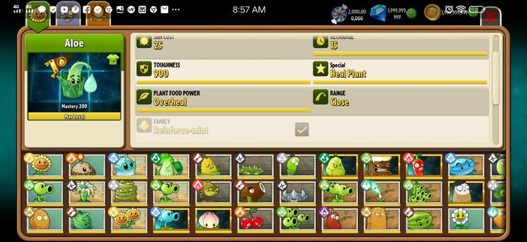 I hacked Pvz 2 by unlocking all plants! Even mints?