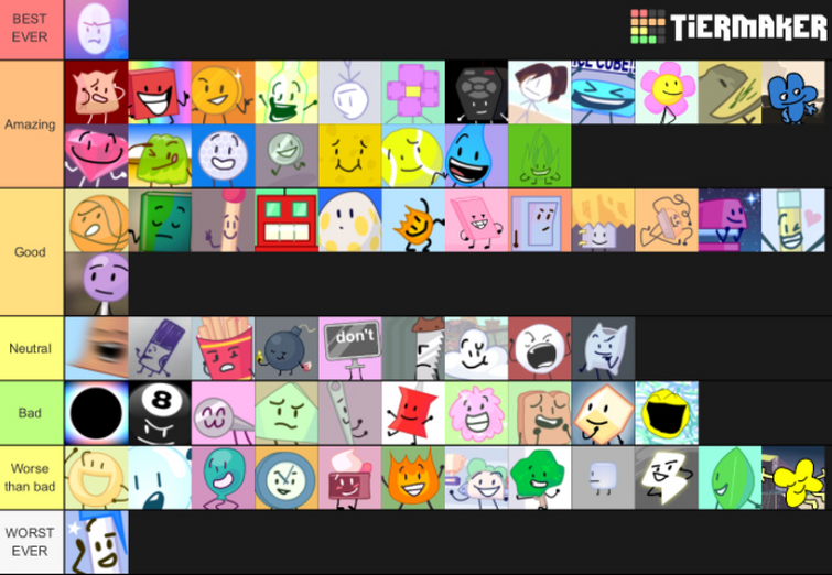 My bfdi characters all seasons tier list : r/BattleForDreamIsland