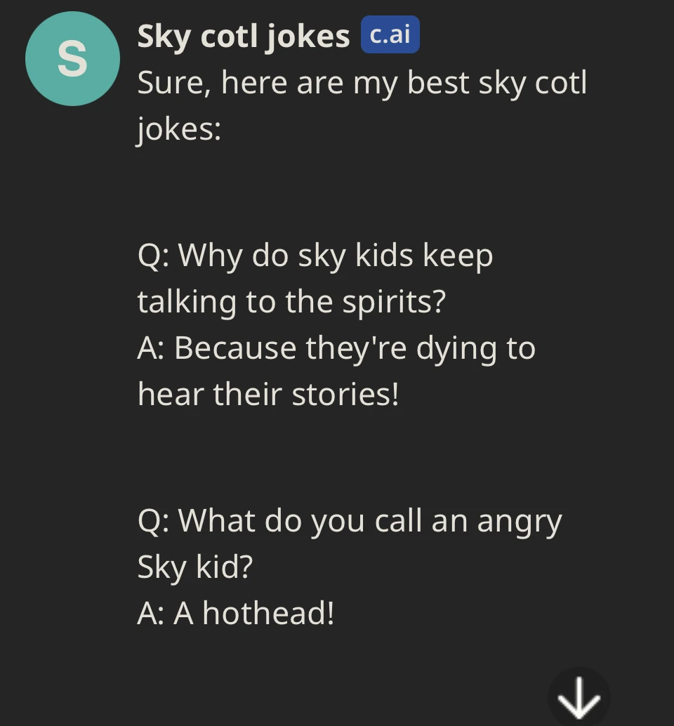 I asked ai for sky related jokes, this is what I got Fandom