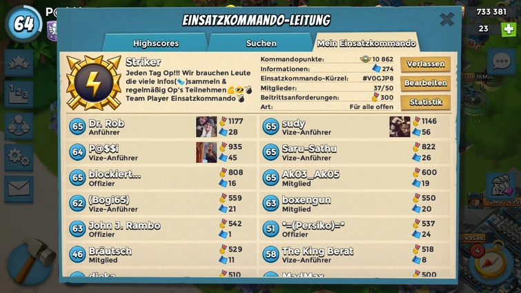 Wir suchen noch Aktiv Mitspieler :) min 40 infos die woche, täglich op