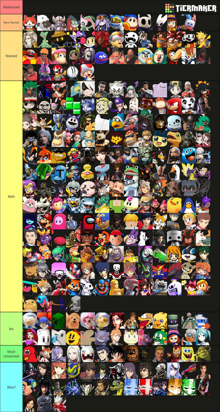 Create a The mandela catalogue characters i'd smash Tier List