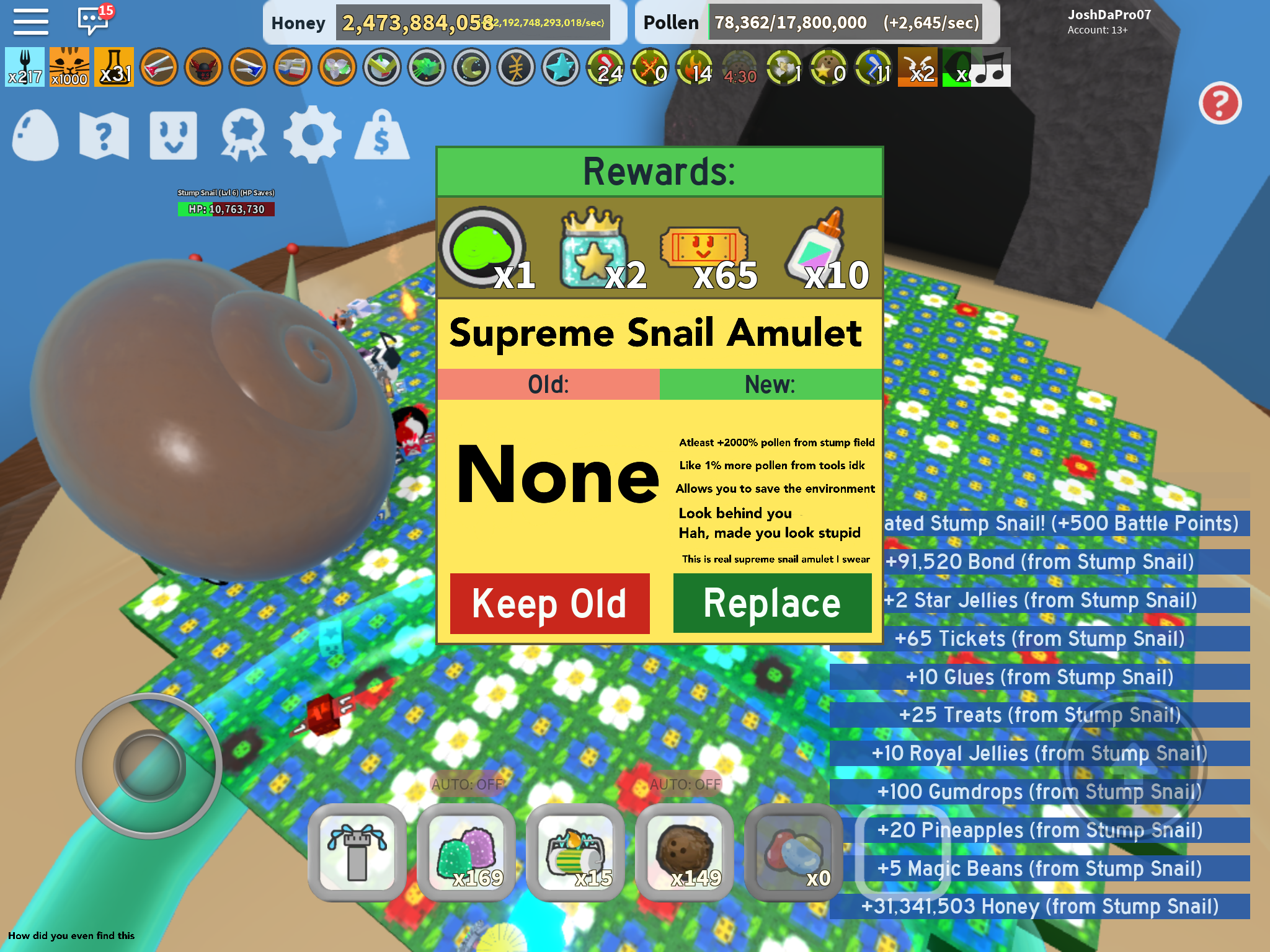 Stump Snail Bee Swarm Simulator