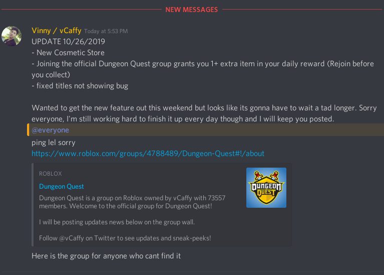 Official Dungeon Quest Group