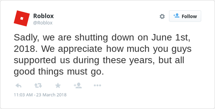 roblox is PERMANENTLY SHUTTING DOWN NEXT WEEK 