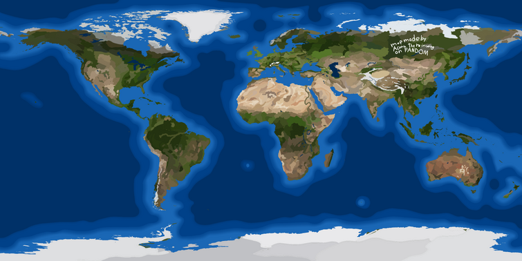 Realistic Map Of World
