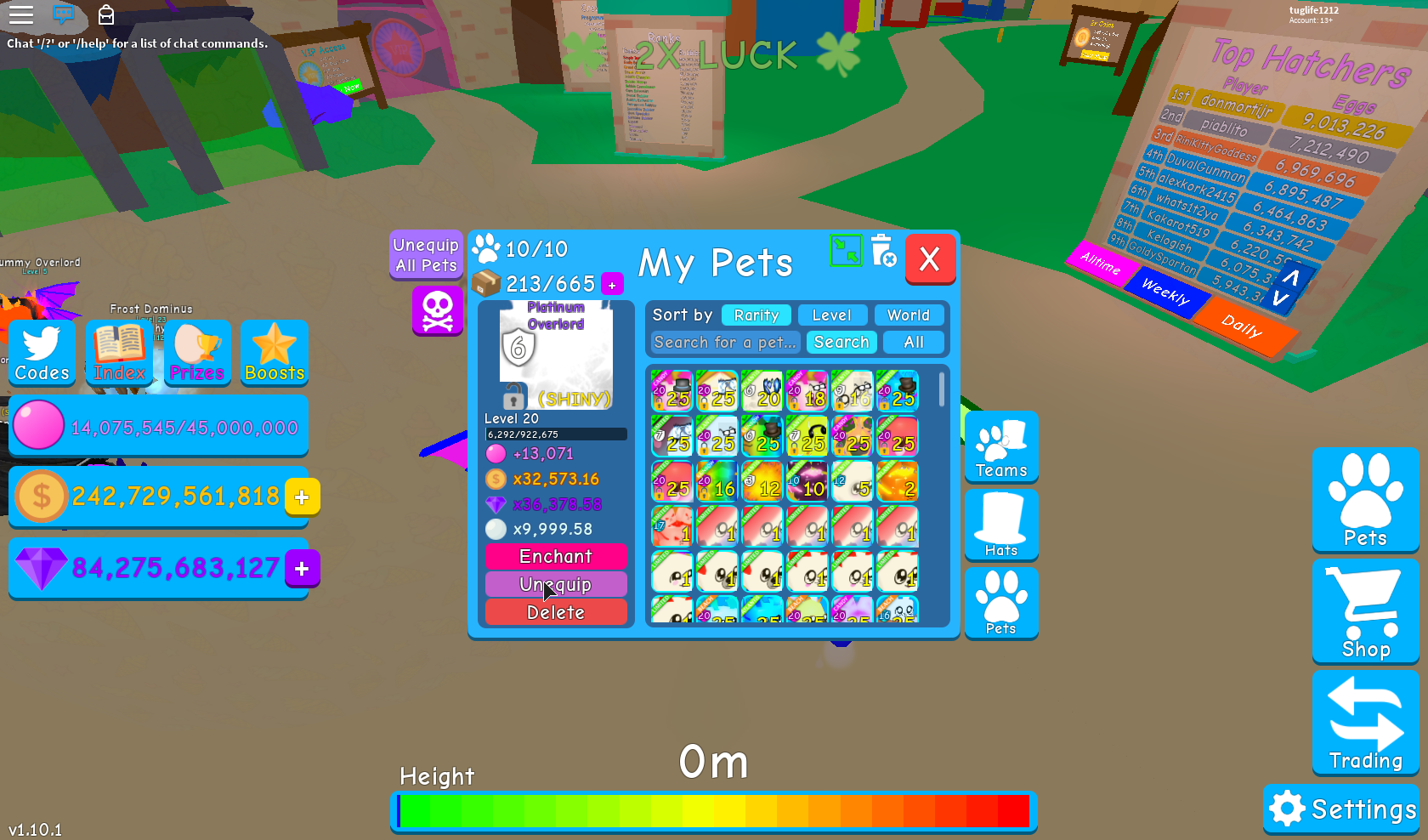 Is Shiny Platinum Overlord Worth Anything Good Like An 0w0lord Or No Fandom - details about bubble gum simulator shiny platinum overlord wow best rare new roblox bgs pet