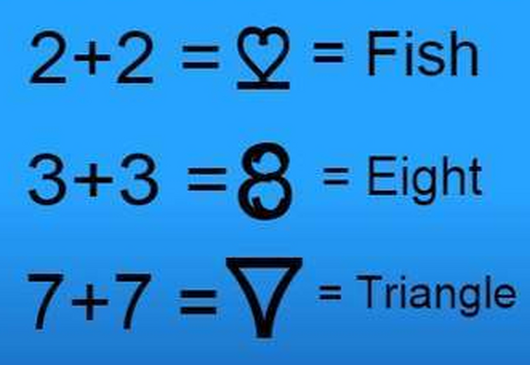 2 2 fish. 2+2 Рыба. 2+2 Рыба 3+3 восемь 7+7 треугольник. Два плюс два равно рыба. 2+2 Рыбка.