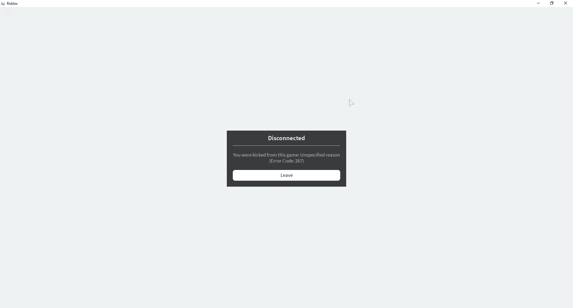 It doesn't let me play for this reason: - Roblox error code 267