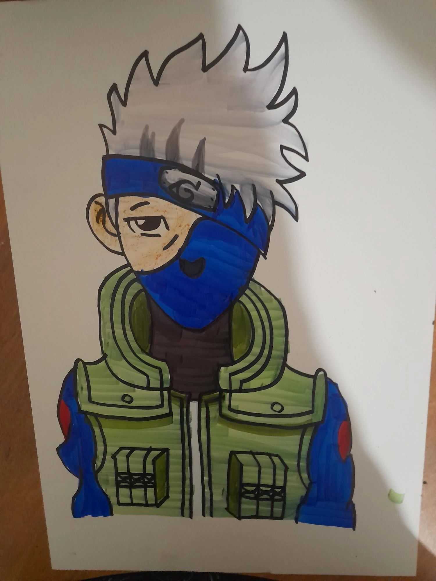 Drawing of Kakashi With Color Pencils