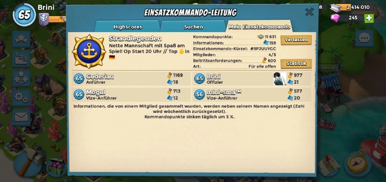 Strandlegenden, 5er EK-Gemeinsam in die Top 50-Täglich Foxtrot/OZ AGs