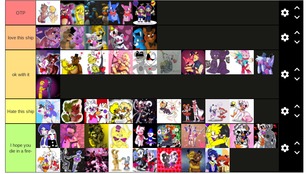 Create a FNAF Characters (re-do) Tier List - TierMaker