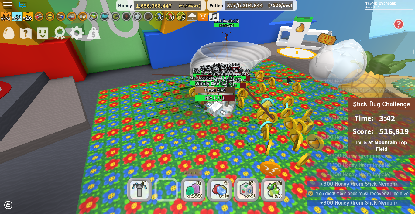 roblox bee swarm simulator die