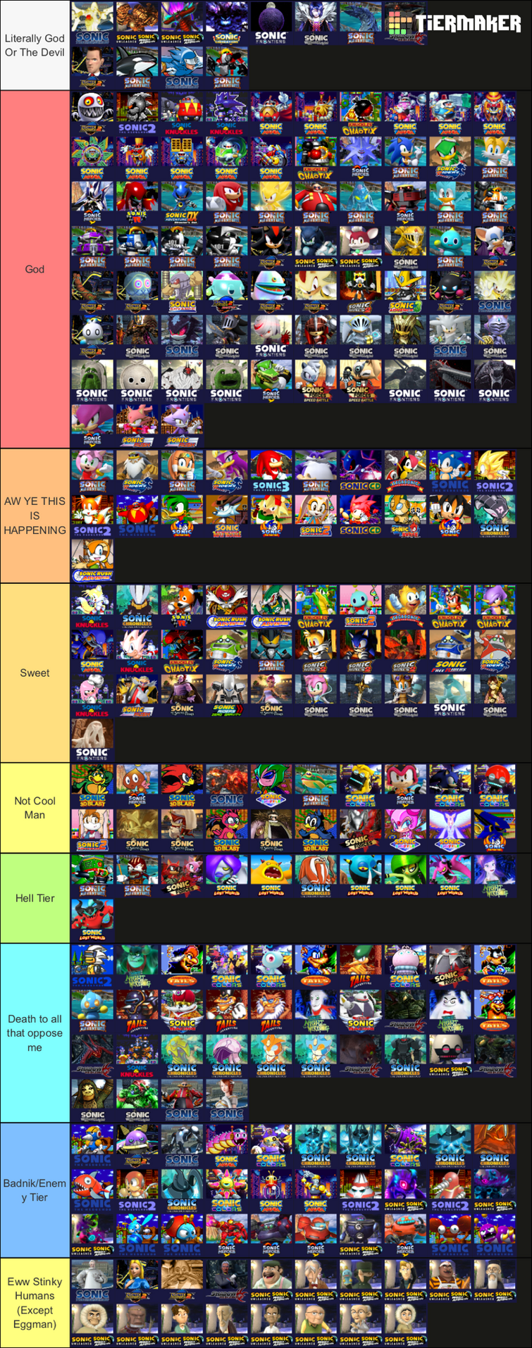 shapeshifter?! on Game Jolt: Sonic characters tierlist