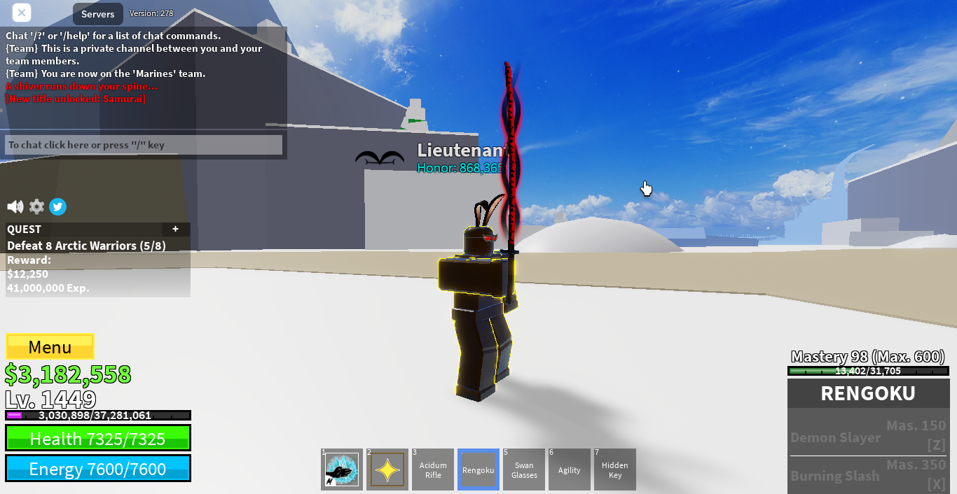 i got a hidden key from a npc in ice castle and got rengoku how percent is  that (not from the boss) : r/bloxfruits