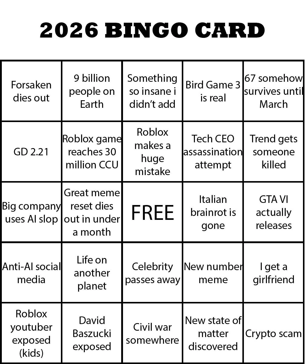 2026 bingo card | Fandom
