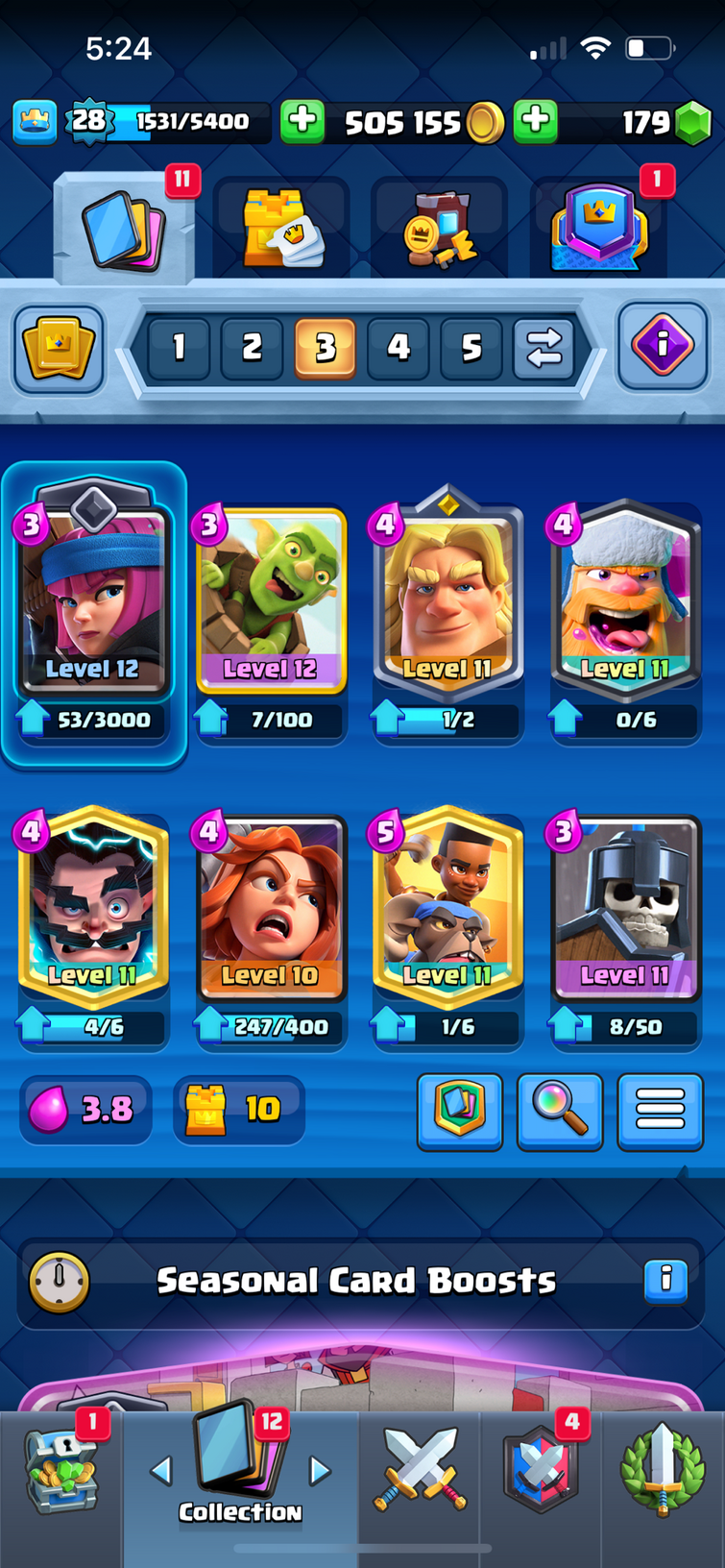 I'm in arena 6 and have recently unlocked the miner and princess