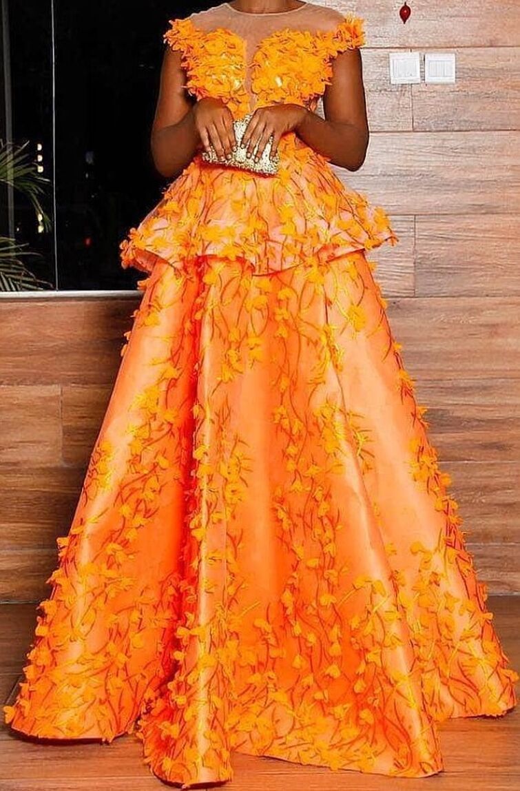 Burnt orange lace aso ebi styles are the current rave for weddings. Burnt orange  lace color is t…