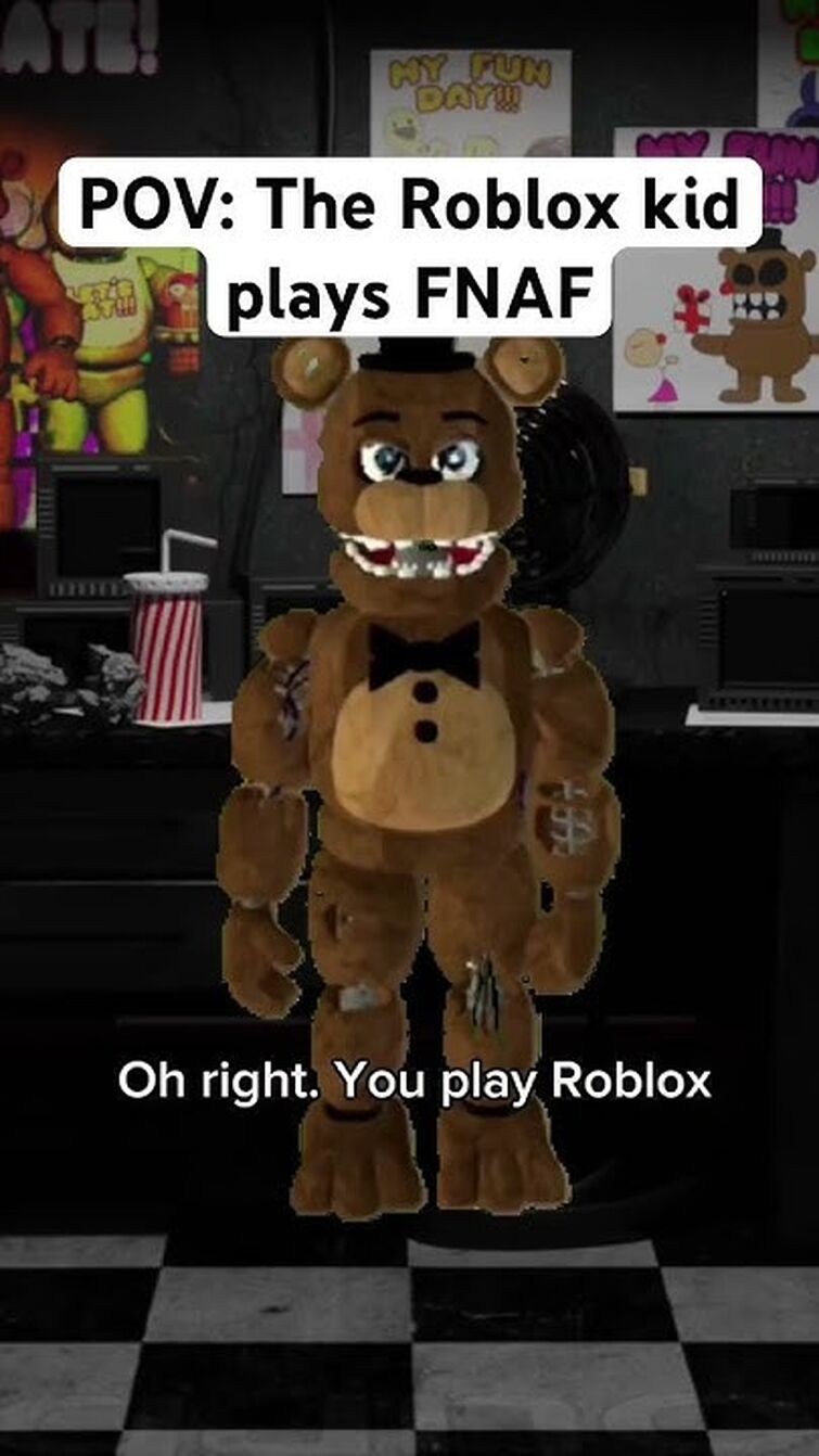 When the Roblox player plays FNAF: