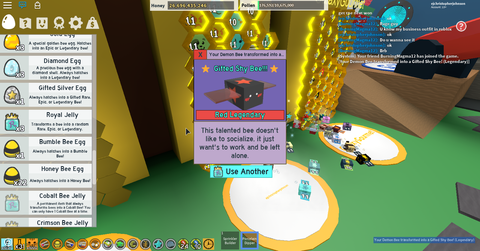 Roblox Bee Swarm Simulator Legendary Bee