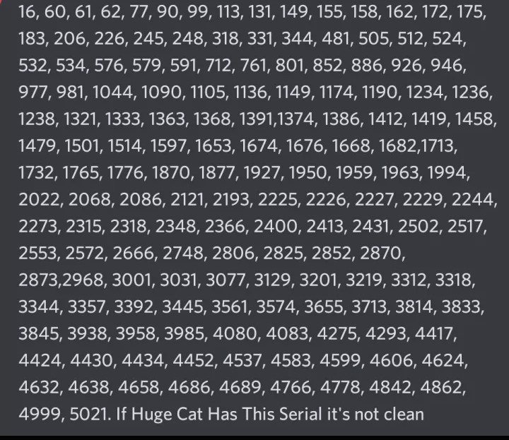 Ik the wiki is dead and all But these are all the duped og huge cat ...