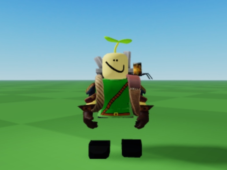 Roblox avatar hanging from a floating platform trying to climb with big  muscles