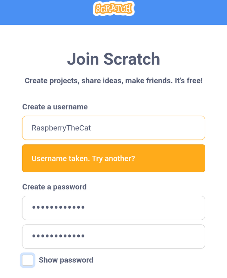 Creating Scratch Login 