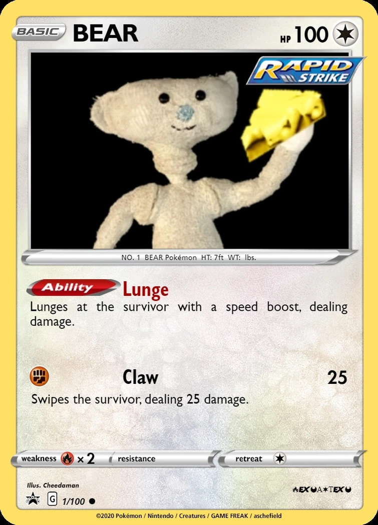 bear pokemon card Set of four (Pikachu, Vulpix, Jigglypuff and Charmander) stamped Build   The Monster Company