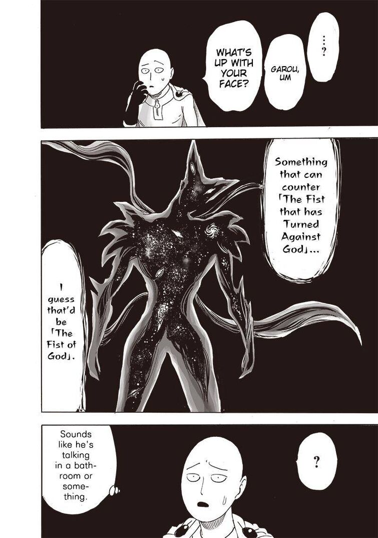 Saitama against Awakened Garou: Cosmic Fear Mode part 1(Manga). [SFX] 