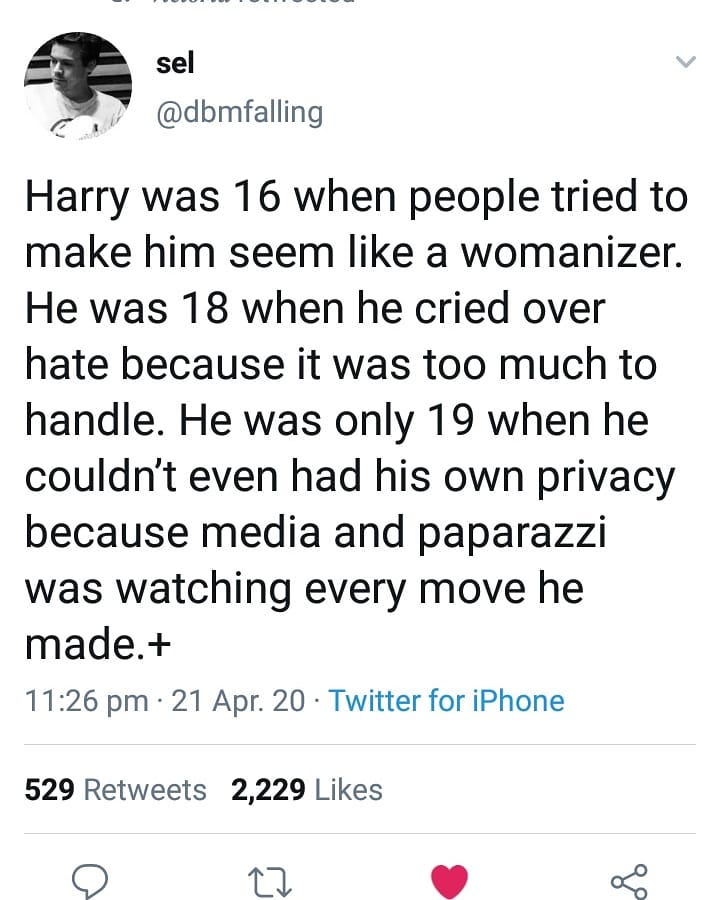 harry styles crying over hate