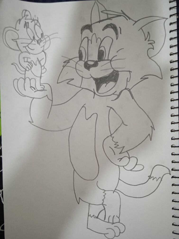 tom and jerry drawing fight