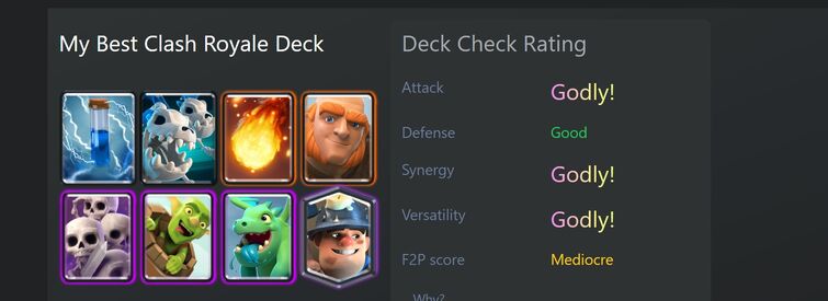 My Best Clash Royale Deck @ 4.1 I Copy deck! Deck Check Rating Attack  Godly! Defense Godly! Synergy Good Versatility Godly! score Good Why? I  Modify I - iFunny Brazil