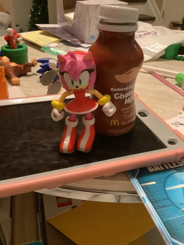 Amy rose with my McDonald's chocolate milk
