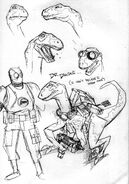 Concept art of Dr. Dinosaur, by Scott Wegener