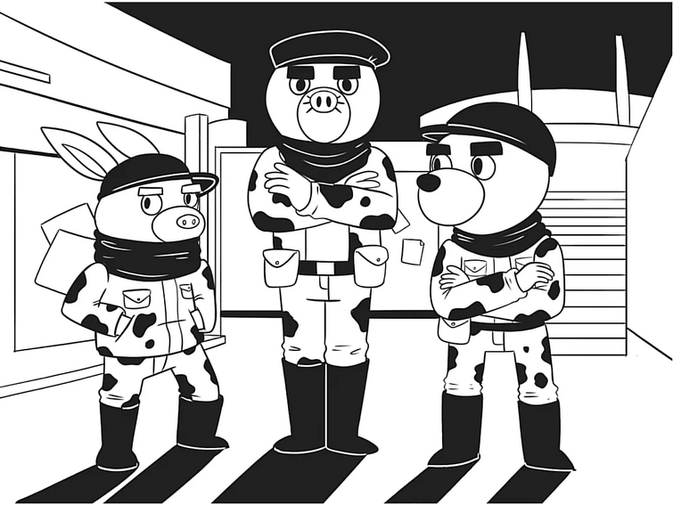 Roblox Officer Doggy Piggy Coloring Page