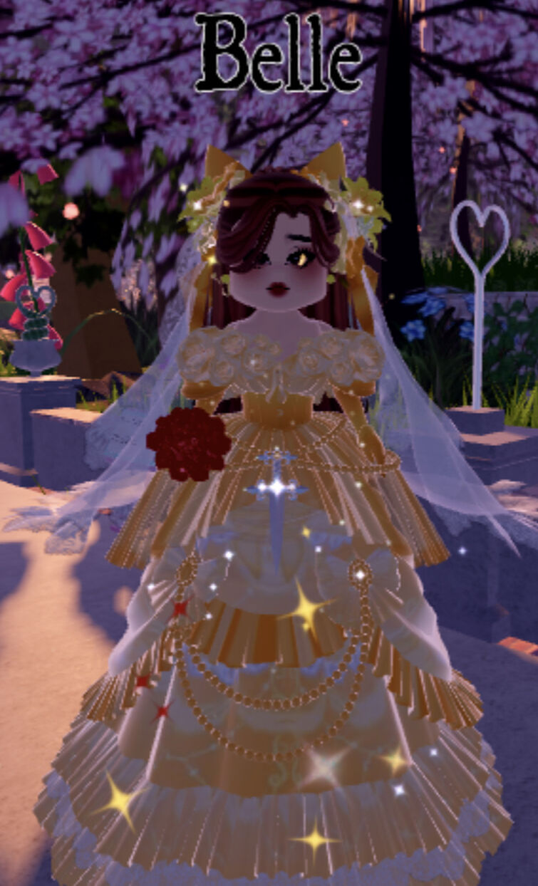 Royale High - Princess Belle - Beauty and The Beast Cosplay  Aesthetic  roblox royale high outfits, High tea outfit, Royal high outfits ideas cheap
