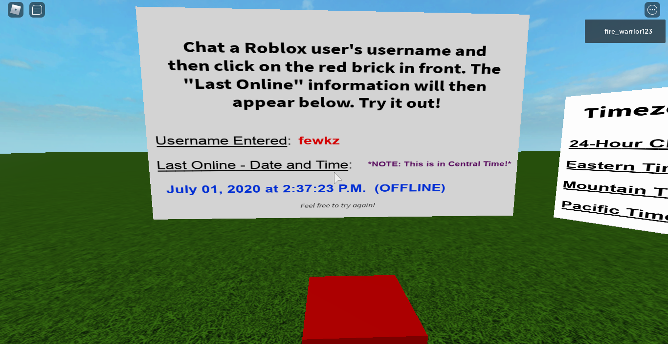 Roblox Last Online Information