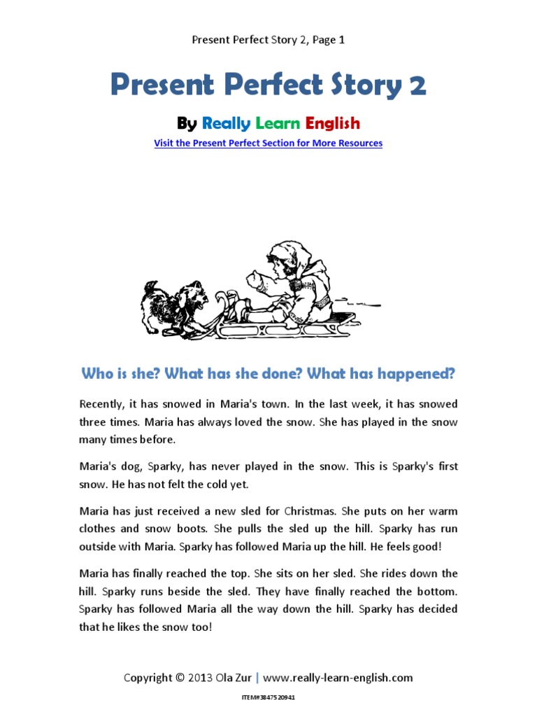 Present perfect reading exercises