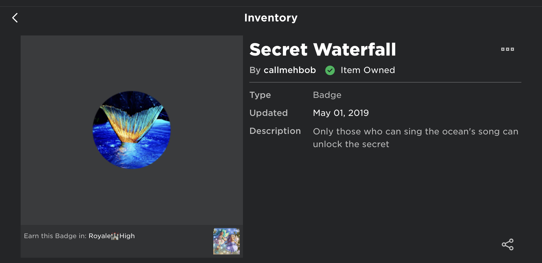 How To Get The Secret Waterfall Badge In Royale Hi